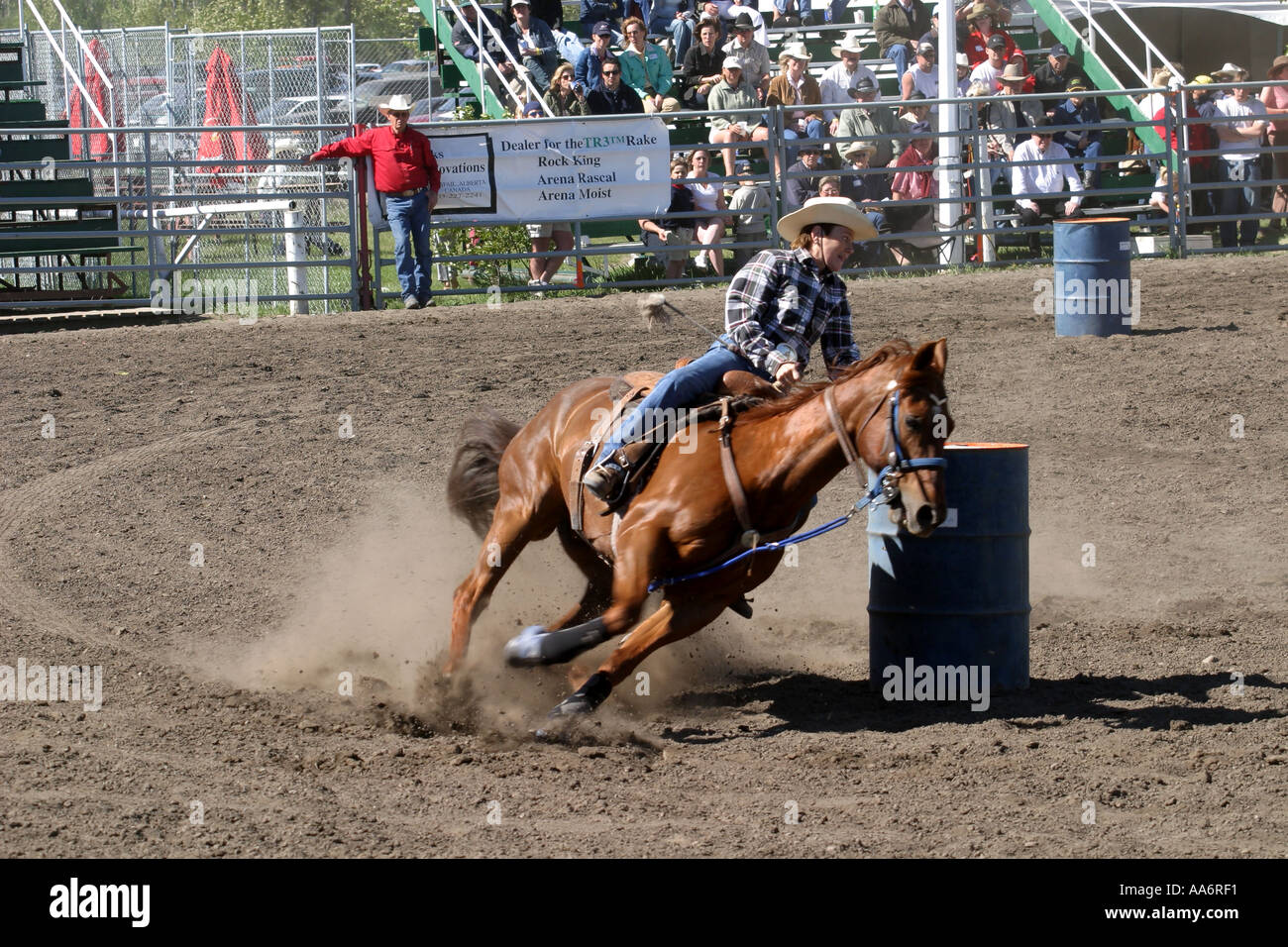 Rodeo Alberta Canada Barrel racing Stock Photo Alamy