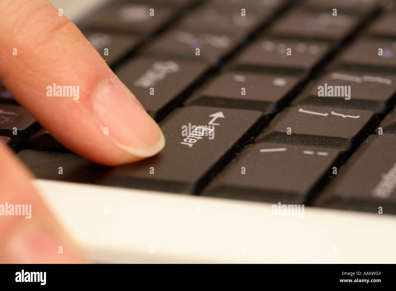 Pressing Enter Key Stock Photo Alamy