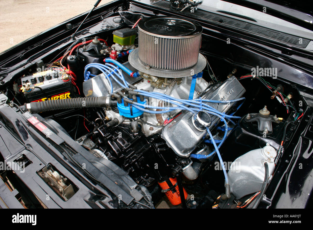 high horsepower V8 engine in an Australian Ford drag high horsepower V8 engine in an Australian Ford drag