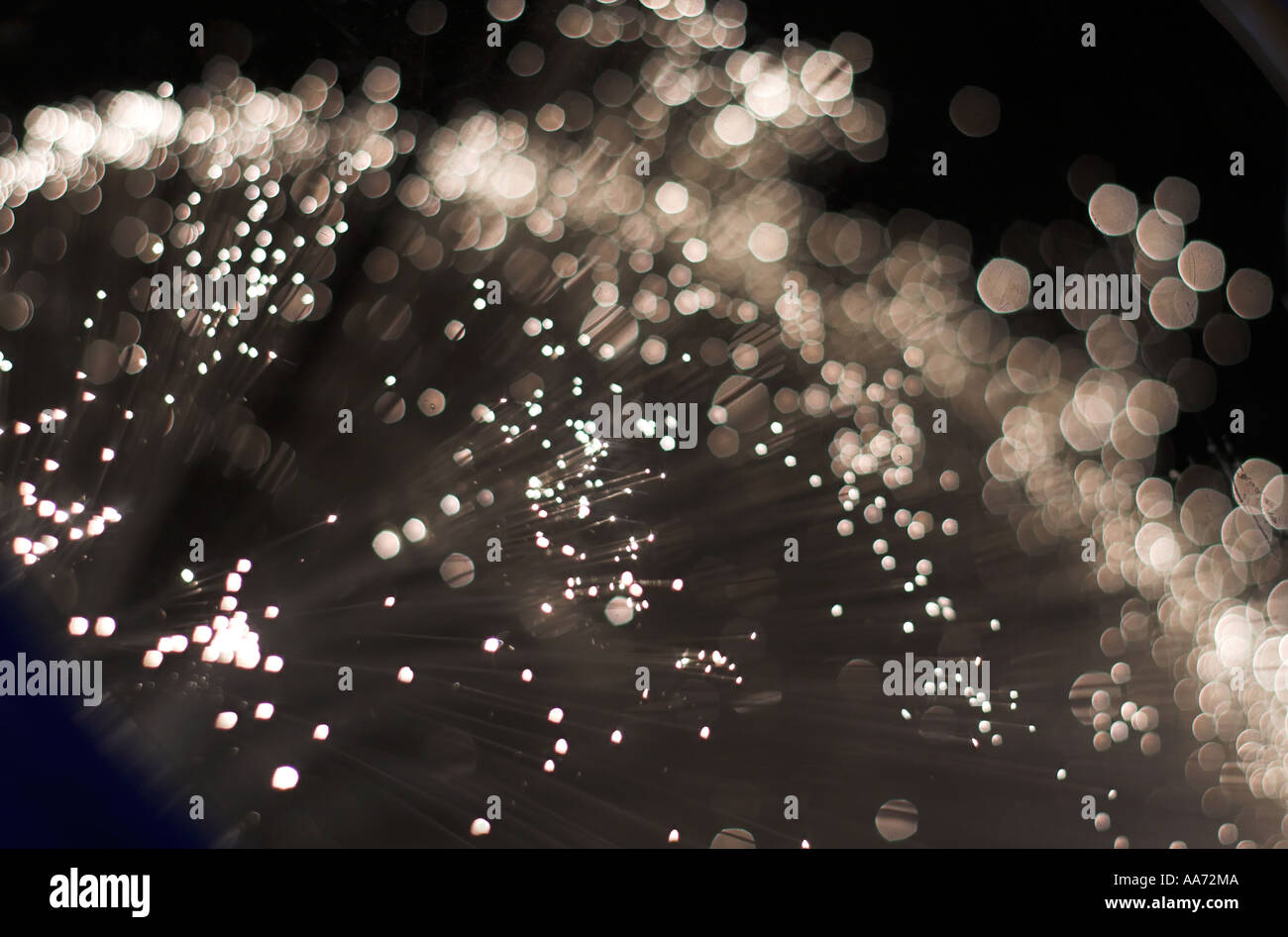 Shining ends of optical fiber Stock Photo