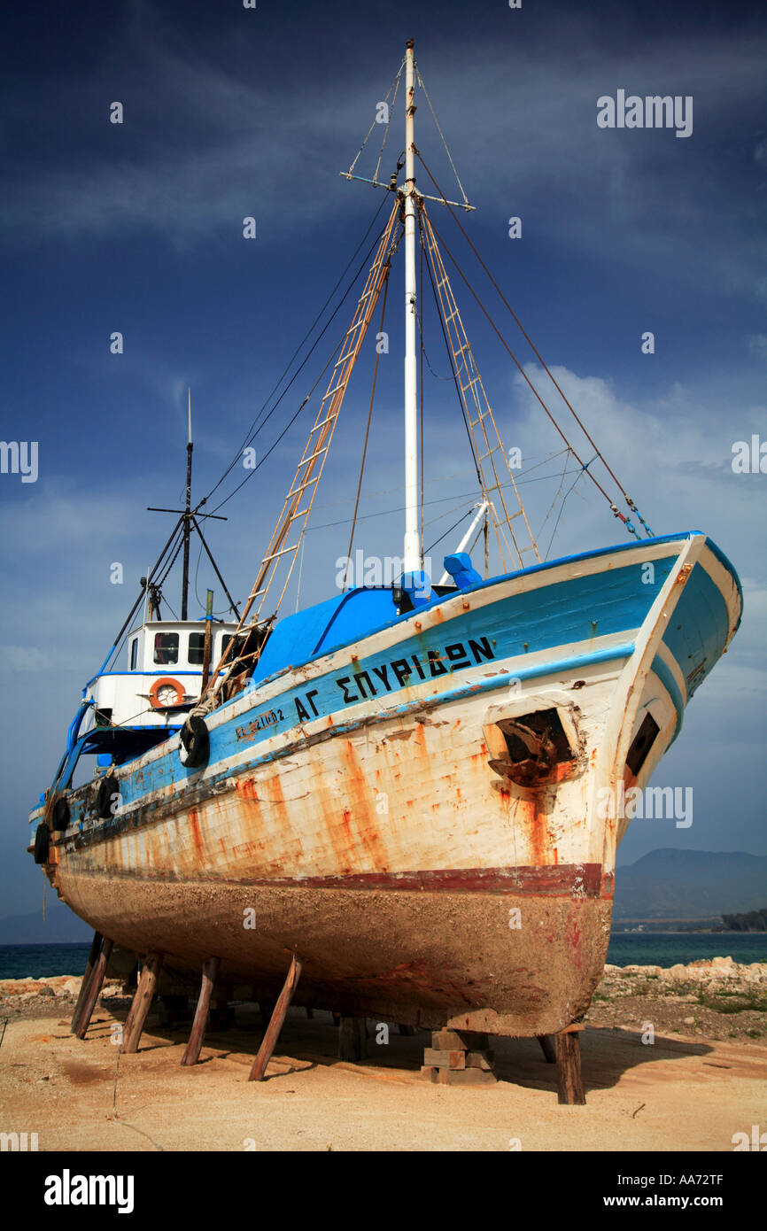 Old Fishing Boat in Dry Dock Latchi Harbour Stock Photo ...