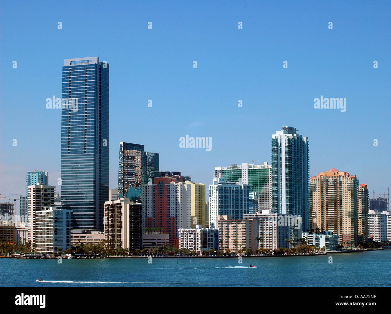 Miami Skyline view from Key Biscayne Stock Photo