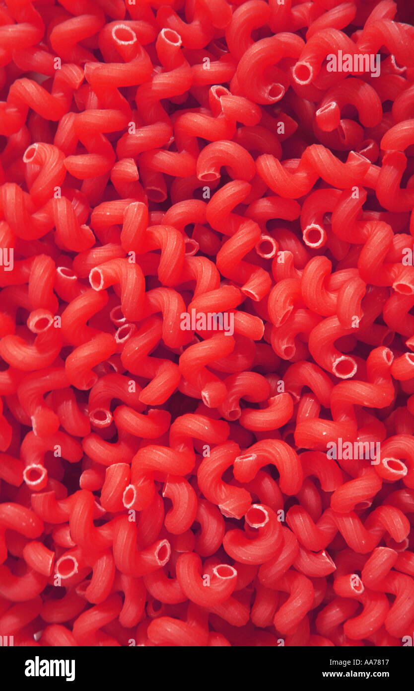 Noddles pasta Cellentani italian pasta effect red Stock Photo Alamy