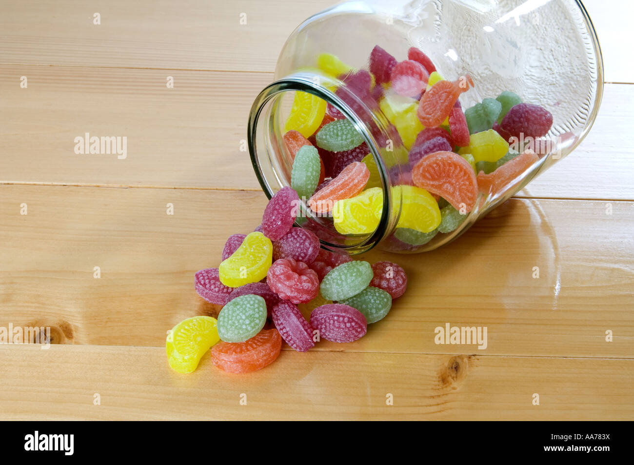 Boiled sweets in a glass jar Stock Photo Alamy
