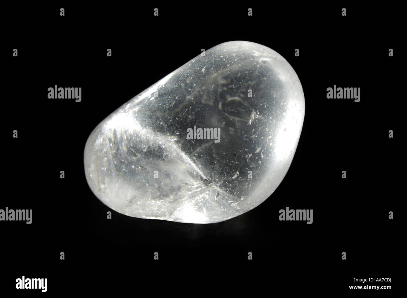 Crystal Quartz gem stone isolated black cutout Stock Photo Alamy