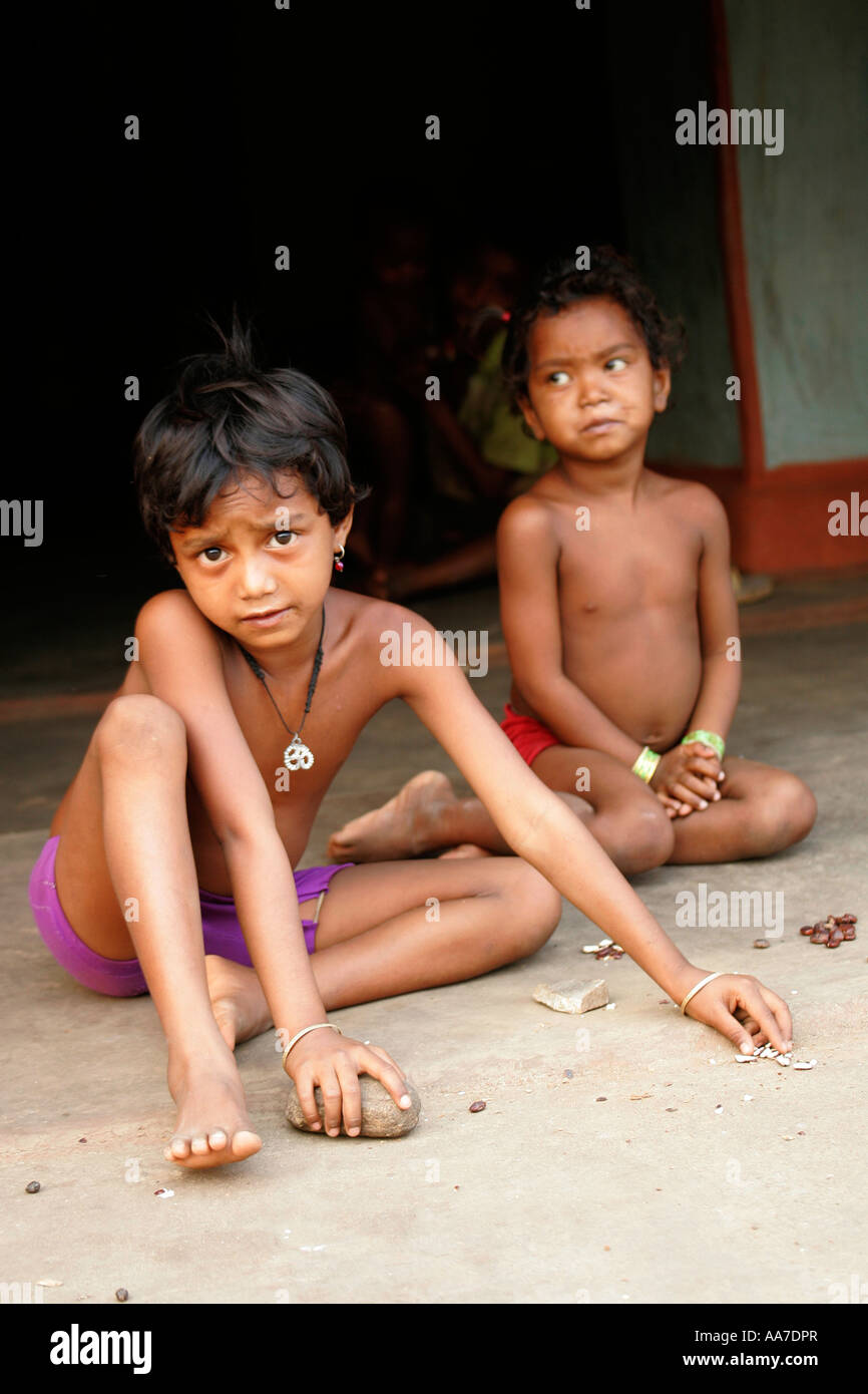 Children at a village near Rayagada, Orissa, India Stock Photo