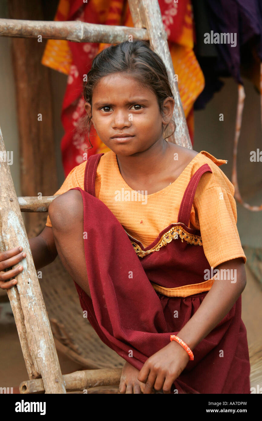 Girl at a village near Rayagada, Orissa, India Stock Photo