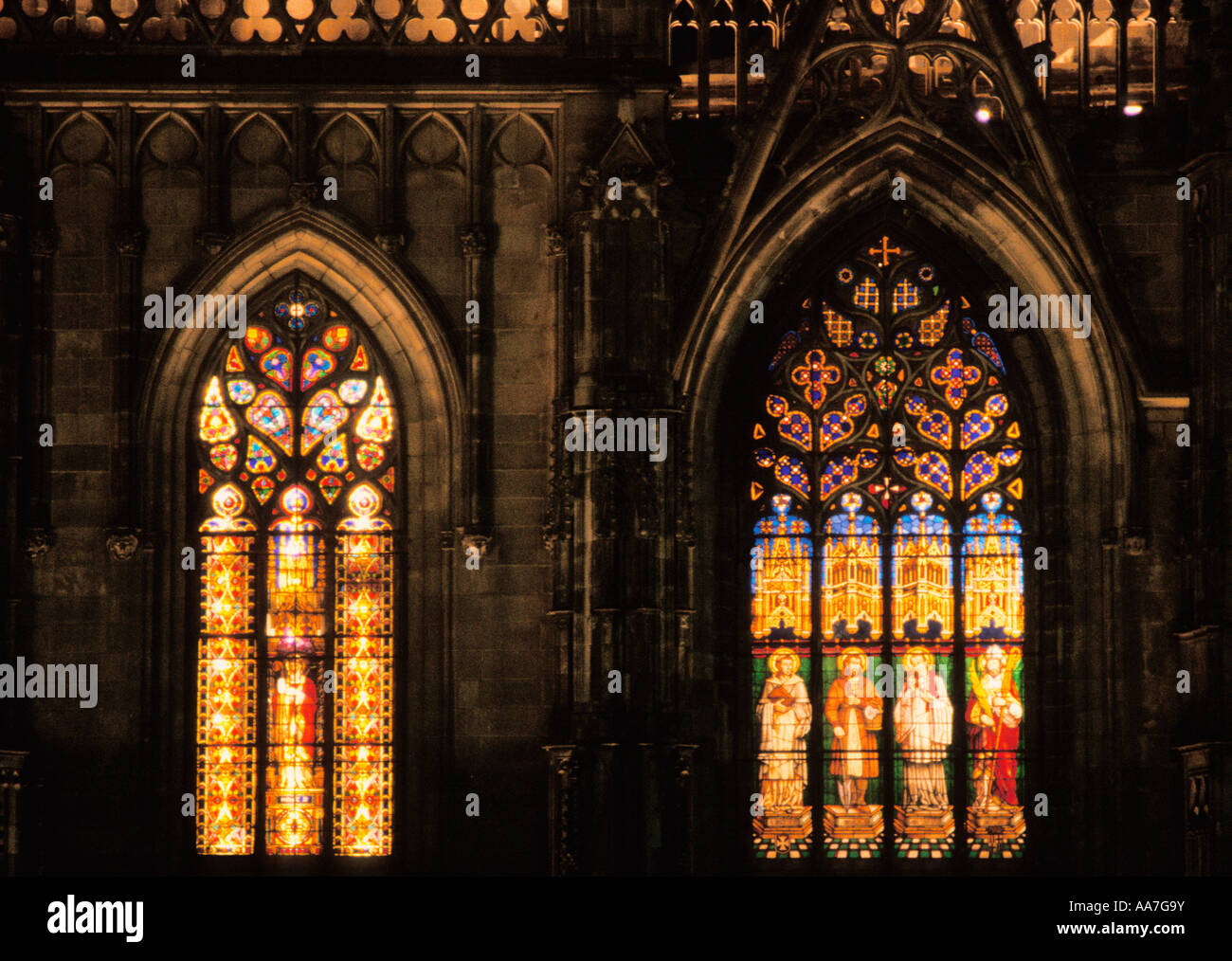 Barcelona Stained Glass Window in Cathedral Placa de la Seu Cathedral