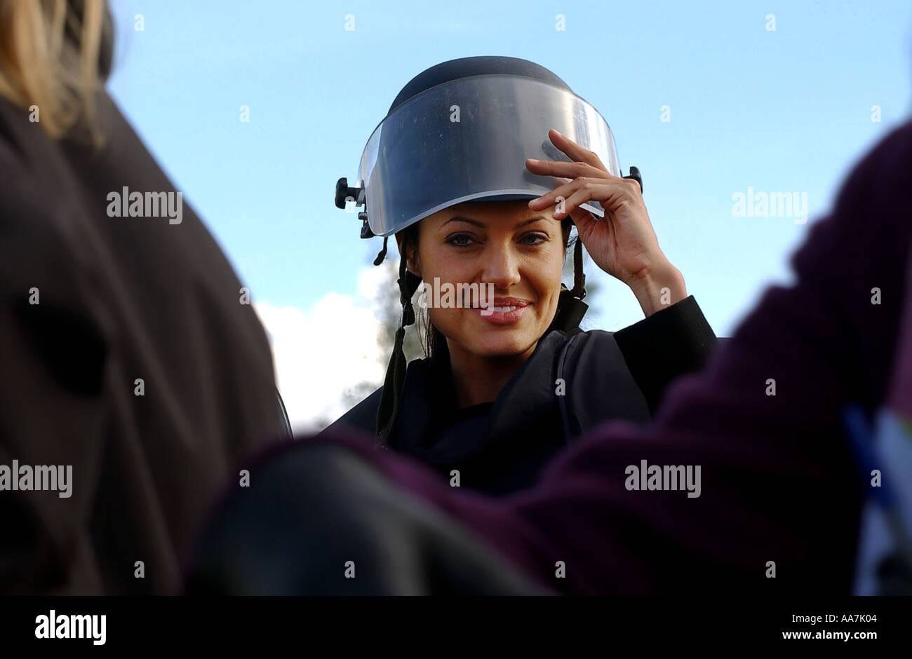 Film star Angelina Jolie at a de mining training centre Photo by John Robertson Stock Photo