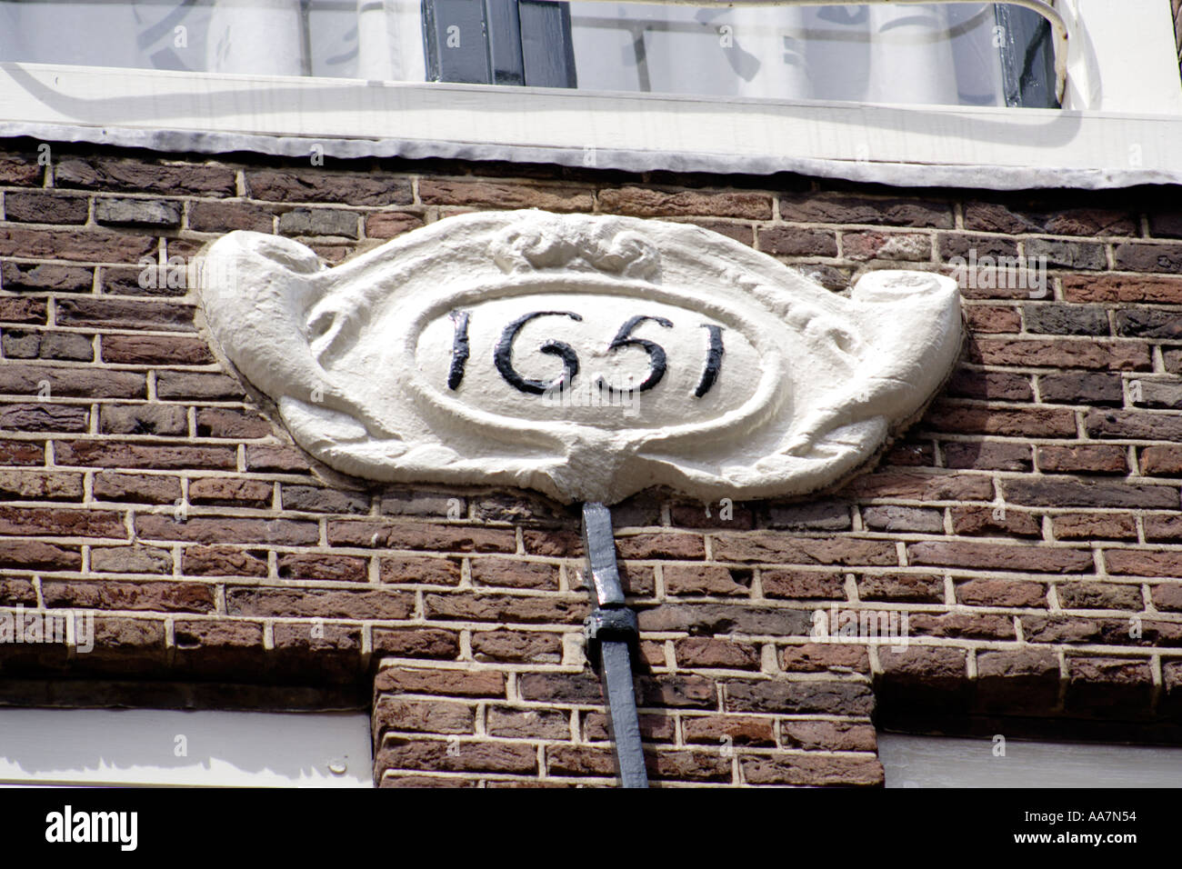 Datestone on Heiligeweg in the historic centre of Amsterdam Holland Stock Photo