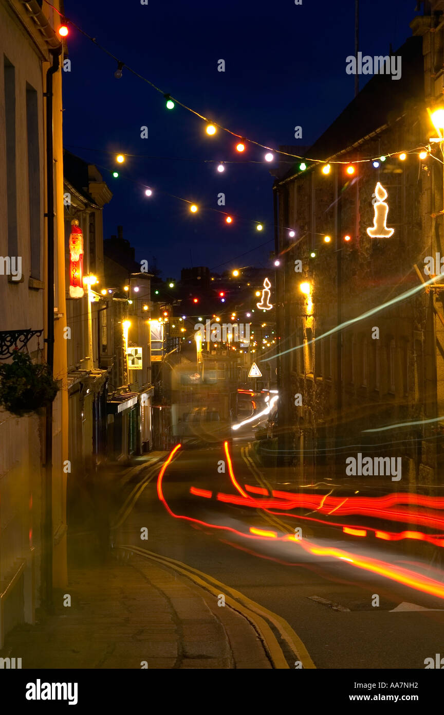 Christmas lights in Penryn Cornwall Stock Photo Alamy