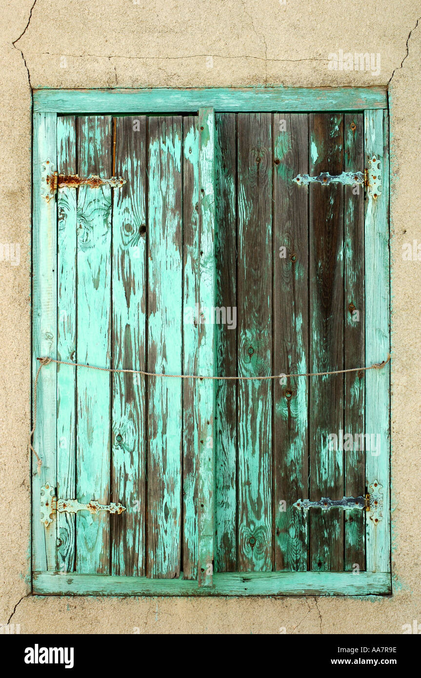 Shuttered Window Omodos Cyprus Stock Photo