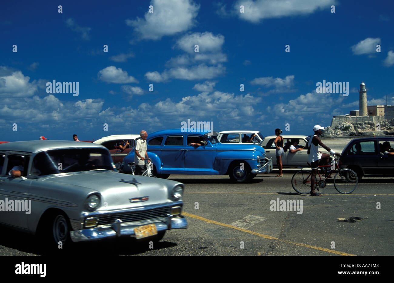 Classic cars on the Malecon, Havana, Cuba Stock Photo Alamy