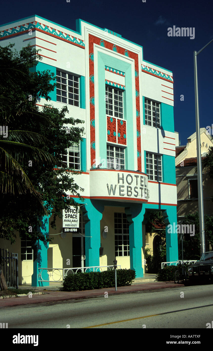 Hotel Webster (designed by Henry Hohauser) at 1220 Collins Avenue, South Beach, Miami, USA (photographed in 1997). Stock Photo