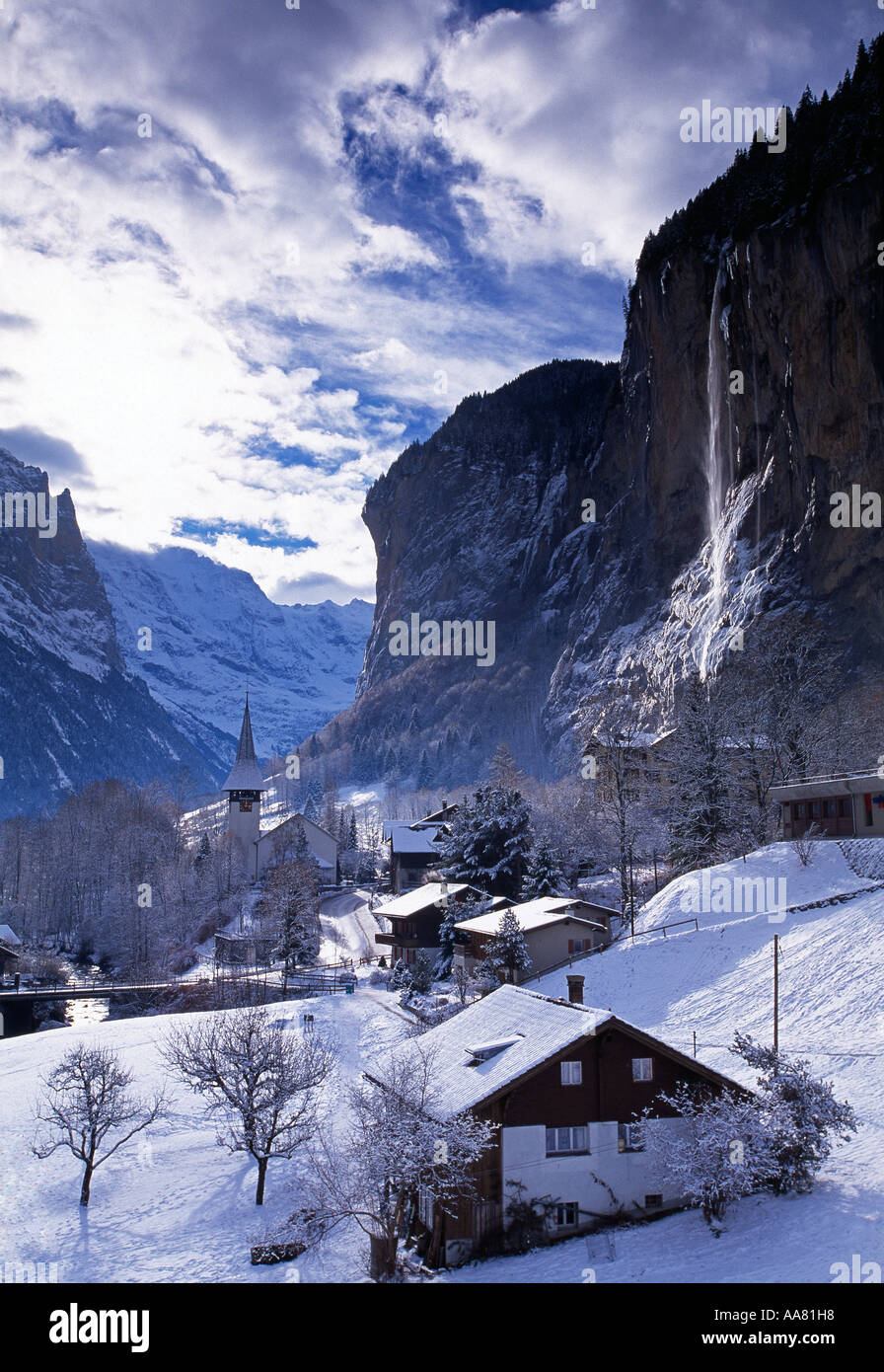 Lauterbrunnen in the snow Lauterbrunnen Switzerland Stock Photo Alamy