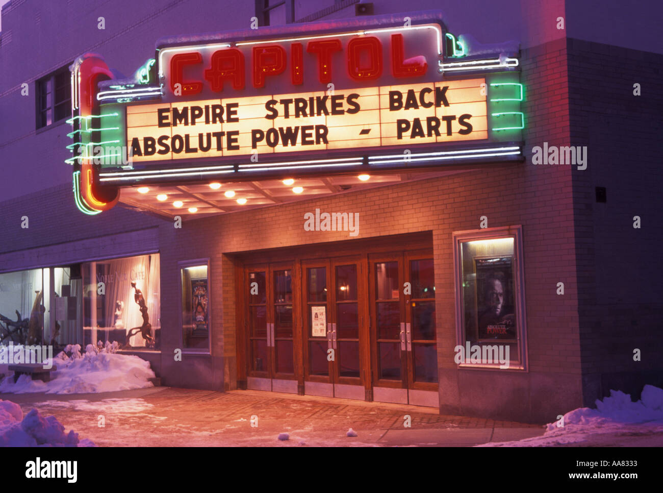 Downtown movie theater in small town hires stock photography and