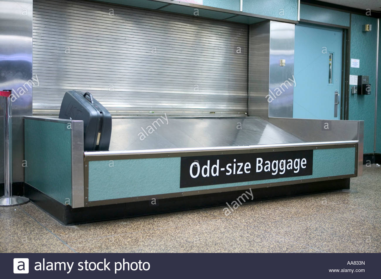 Average suitcase in "Oddsize Baggage" pickup station Stock Photo