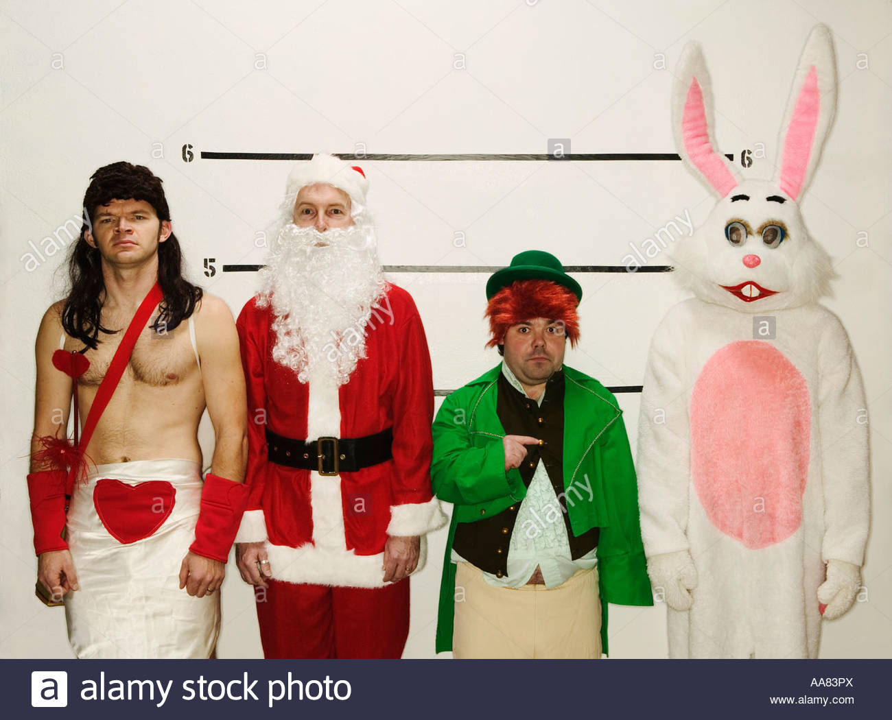 holiday-mascots-in-police-lineup-AA83PX.jpg