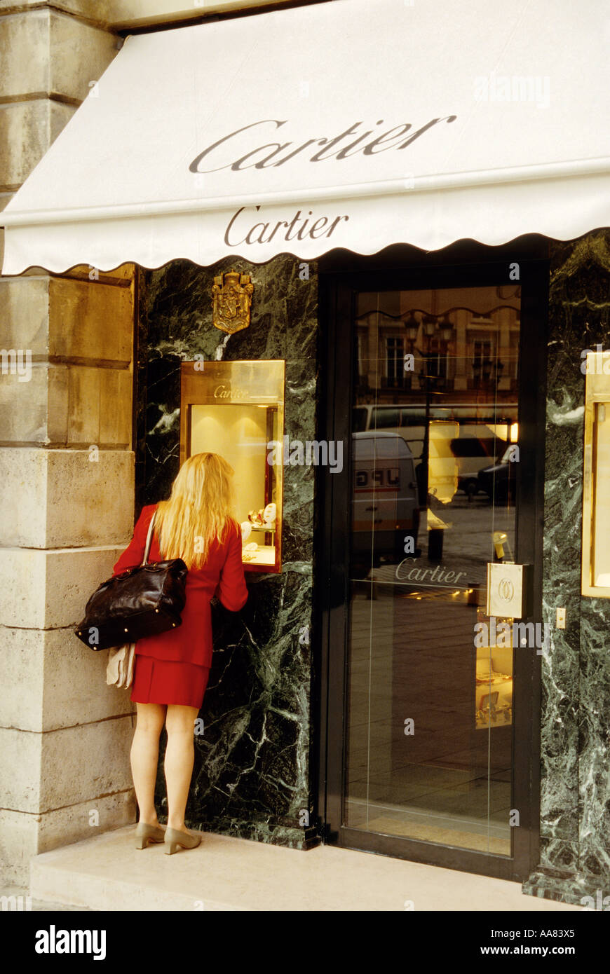 Paris Cartier shopfront in Place Vendome Stock Photo