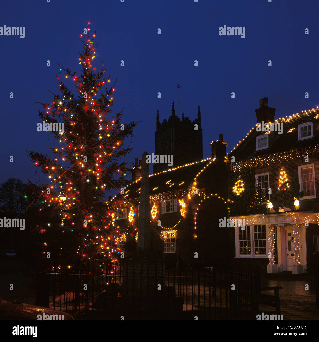 Christmas Lights at Foulsham Norfolk England UK Stock Photo Alamy