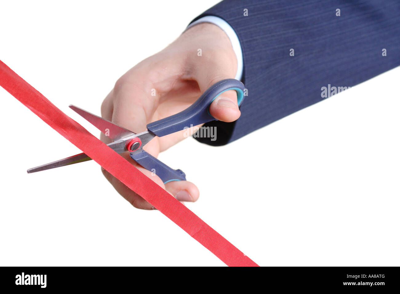 Cutting A Red Tape Stock Photo - Alamy