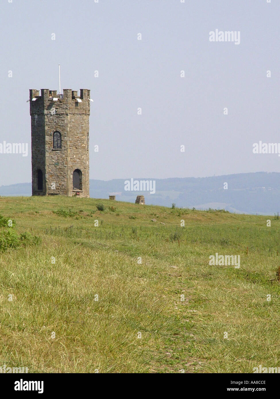 Historical Folly Tower overlooking rural Monmouthshire and the town of