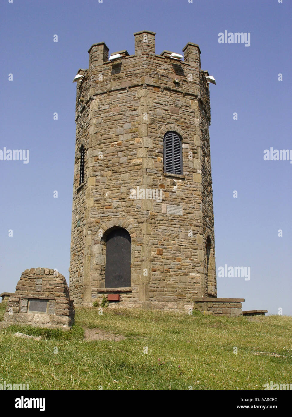 Historical Folly Tower overlooking rural Monmouthshire and the town of
