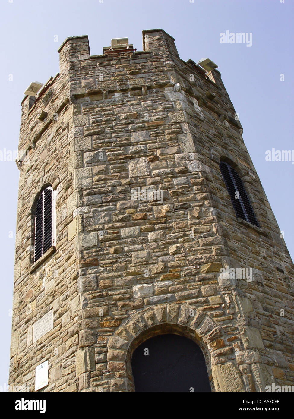 Historical Folly Tower overlooking rural Monmouthshire and the town of
