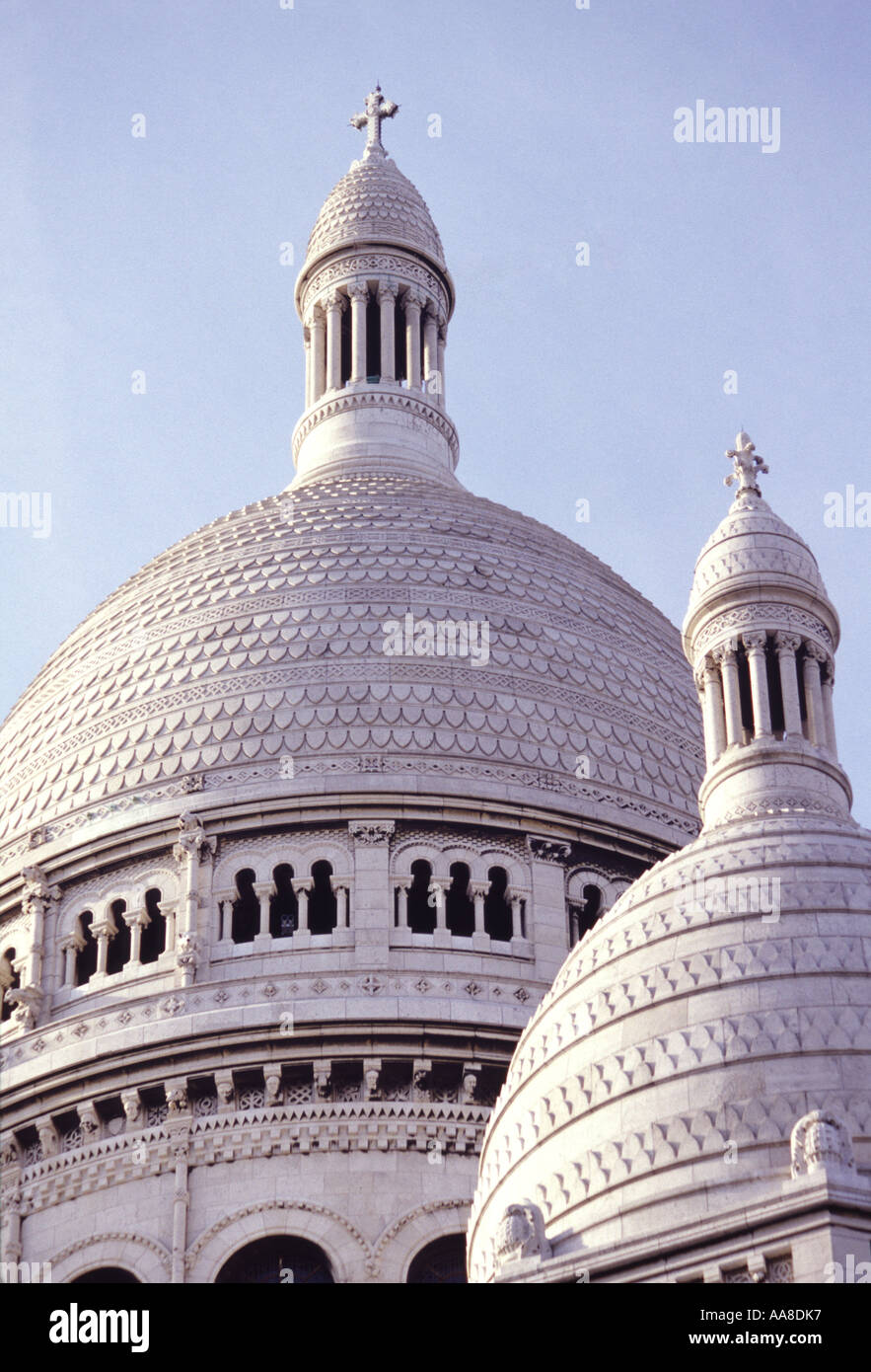 The white dome of Paris' Sacre Coeur Basilica set on the hill side of ...
