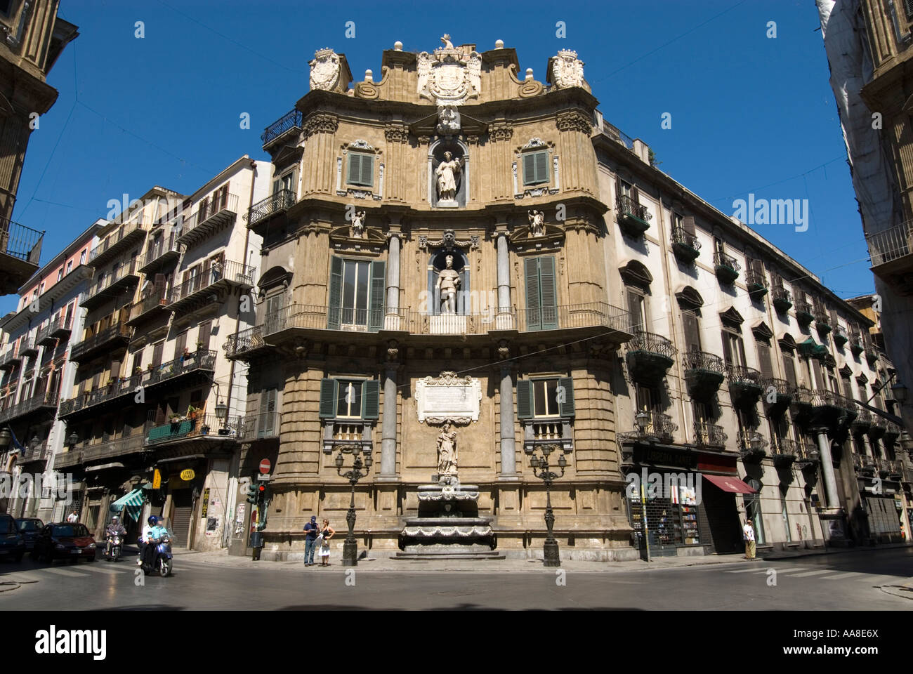 Quattro Canti di citta at Piazza Vigliena Palermo Sicily Italy Stock Photo