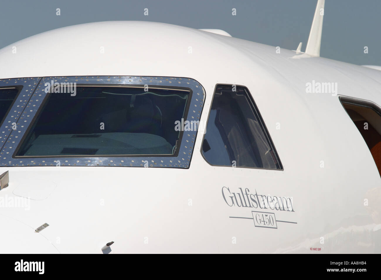 Gulfstream G450 executive jet with passenger cabin door open Stock Photo