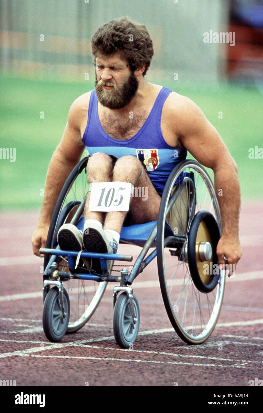 Wheelchair racing Paraplegics Olympics Stoke Mandeville hospital England United Kingdom Stock Photo
