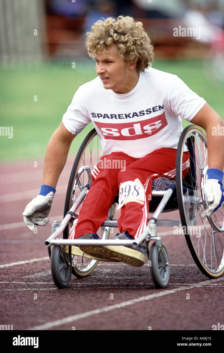 Wheelchair racing Paraplegics Olympics Stoke Mandeville Hospital England United Kingdom Stock Photo