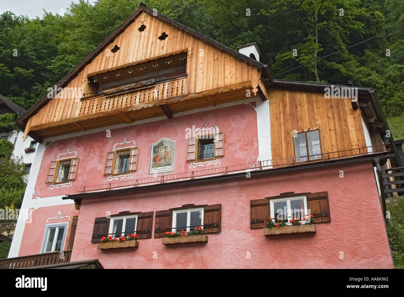 Austria Hallstatt house exterior Stock Photo Alamy