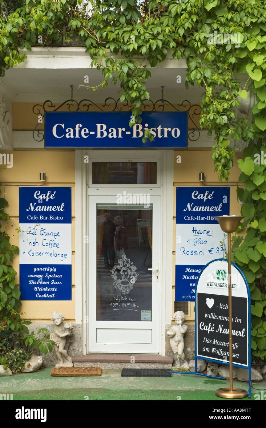 Austria St Gilgen Cafe Nannerl entrance Stock Photo