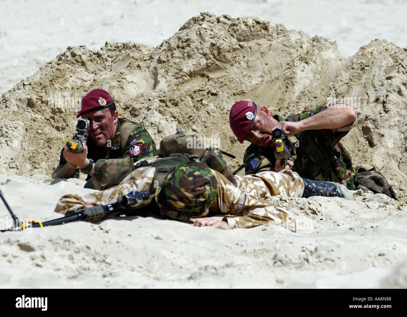 Royal Marine soldiers practice a beach assault in Britain UK Stock Photo