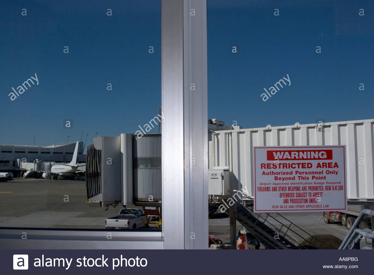 Airport Restricted Area Warning Sign Stock Photos & Airport Restricted Area Warning Sign Stock