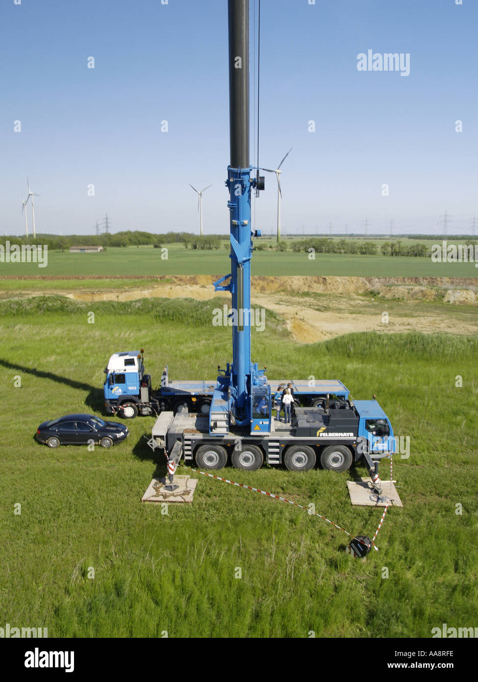 windpark Parndorf, Austria, truck with a crane Stock Photo