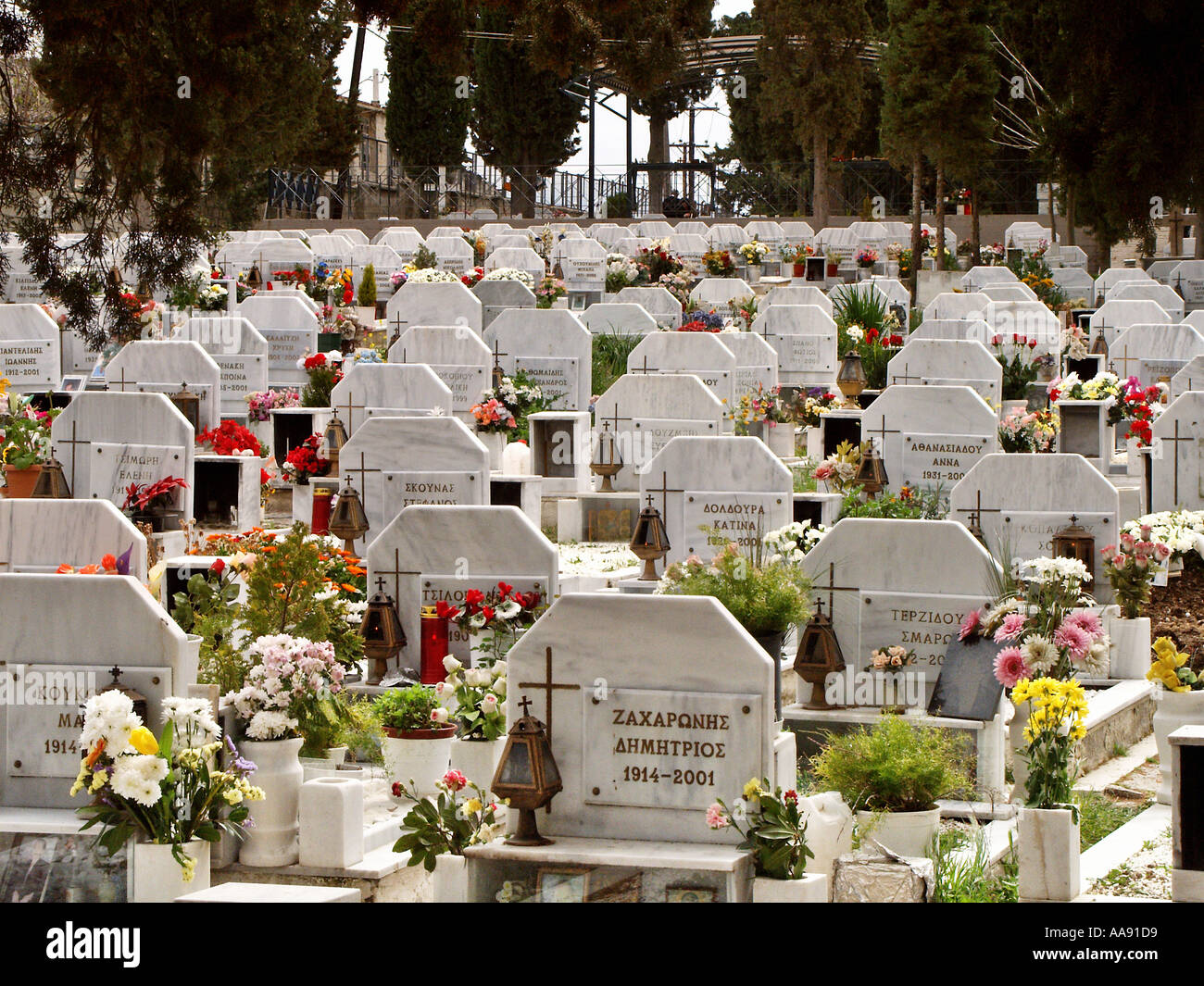 Cemetary Graveyard Athens Greece Stock Photo