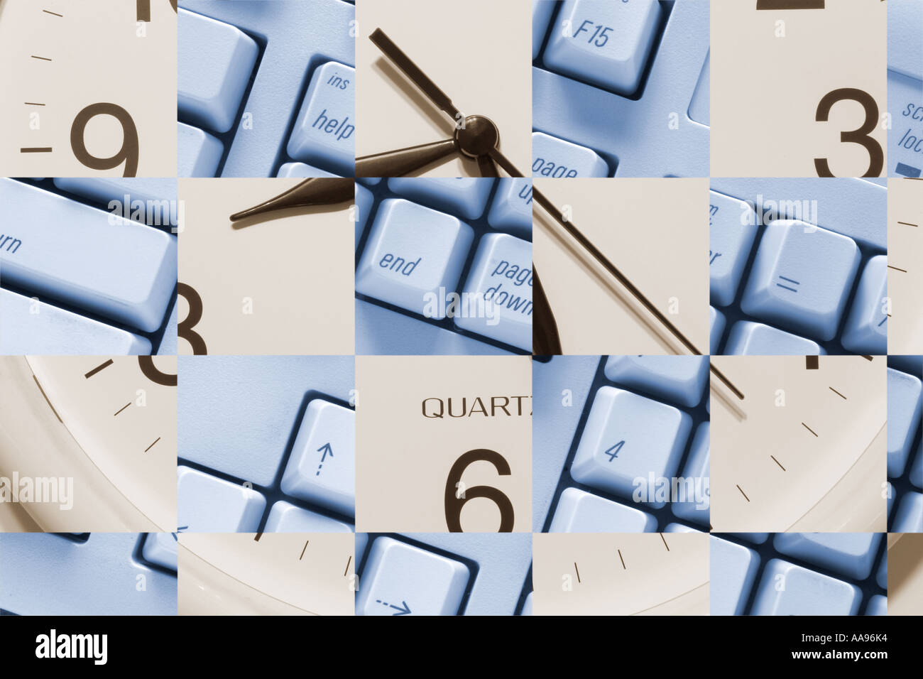 Clock and Computer Keyboard Stock Photo Alamy