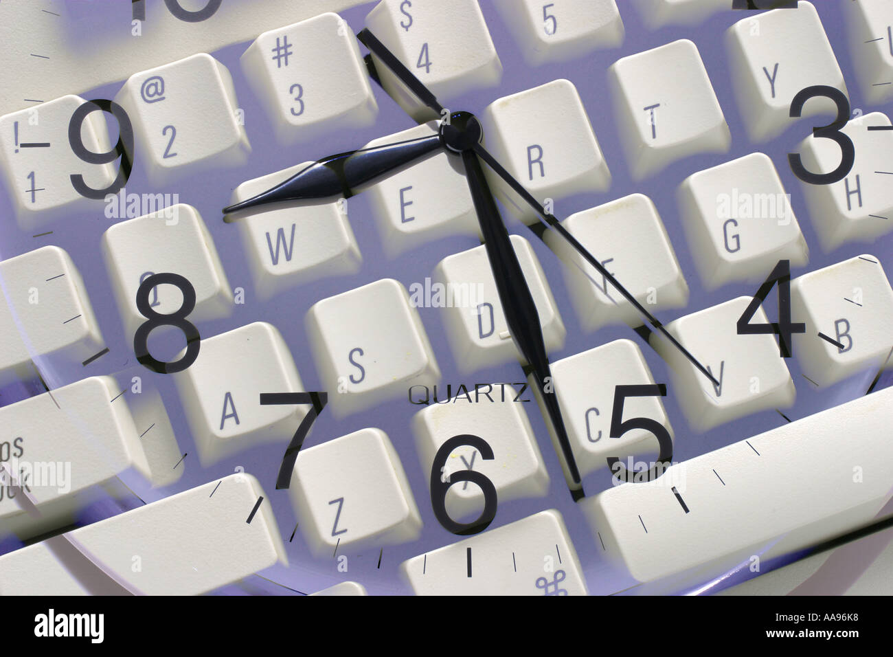 Clock and Computer Keyboard Stock Photo Alamy