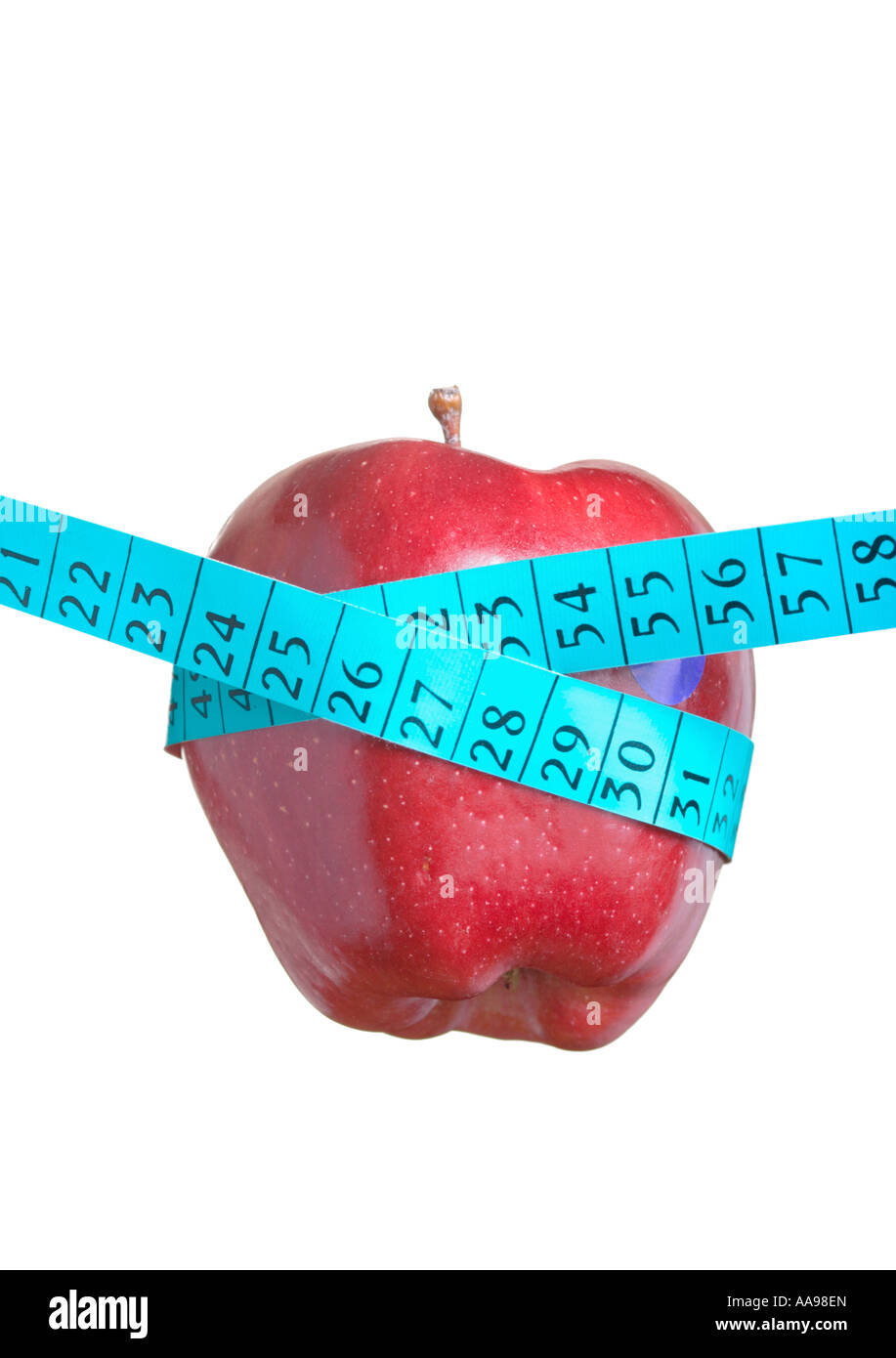 Apple wrapped around a tape Stock Photo Alamy