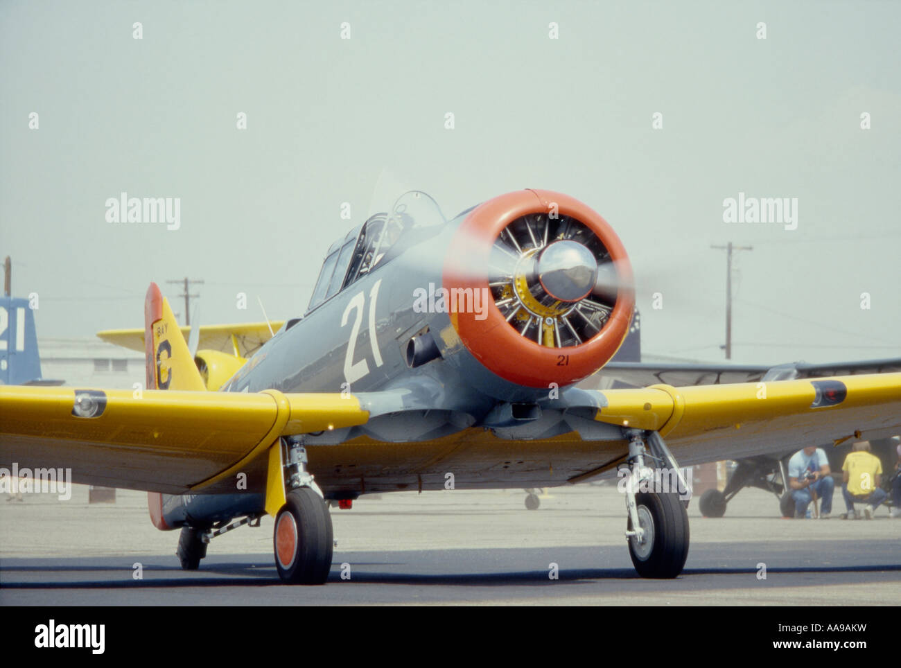 Photo of a North American AT 6 Fighter Trainer WW2 airplane Stock Photo