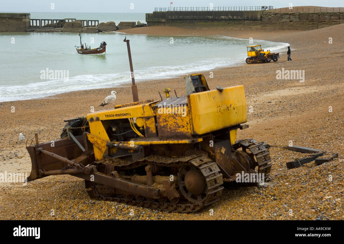Small bulldozer at the Stade, Hastings, England Stock Photo - Alamy
