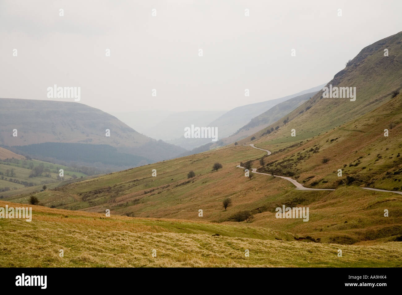 Llanthony valley on the line of Offas Dyke Wales UK Stock Photo