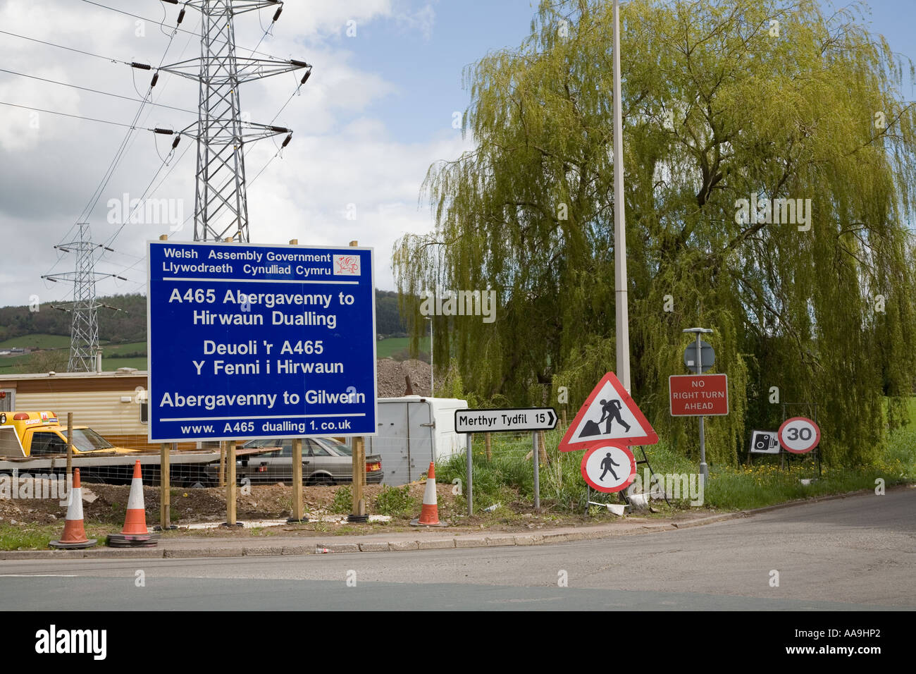 Abergavenny to Hirwaun dualling sign and works Abergavenny section