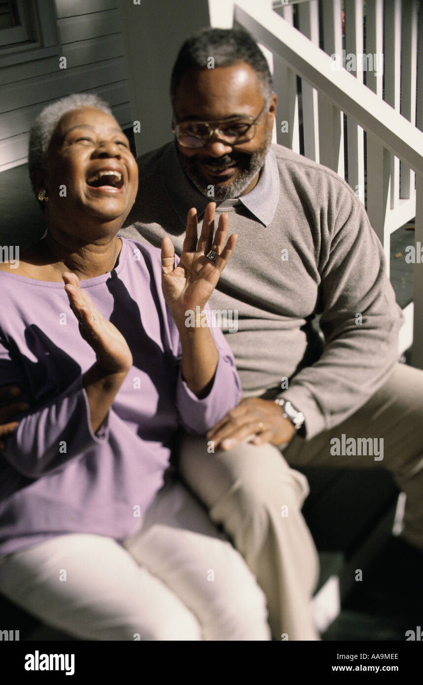 Front view senior black couple hi-res stock photography and images - Alamy