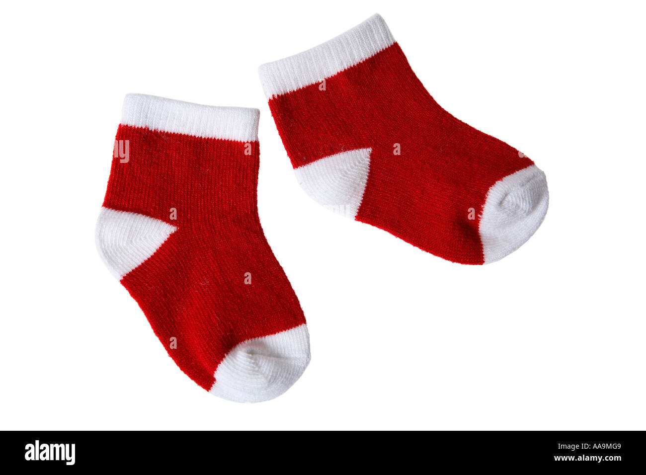 Pair of red baby socks Stock Photo