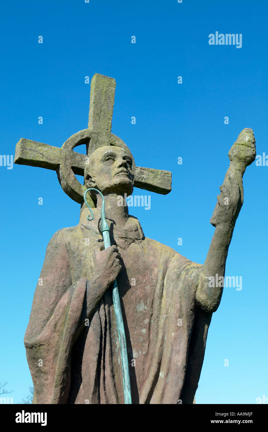 Statue of St Cuthbert on Holy Island of Lindisfarne, Northumberland