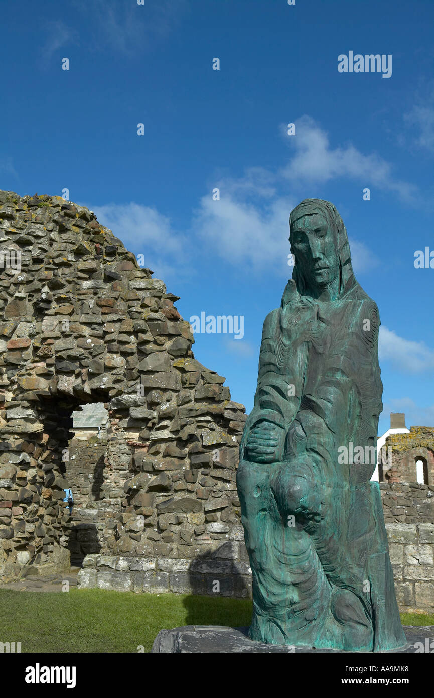 Statue of St Cuthbert, Lindisfarne Priory, Holy Island of Lindisfarne